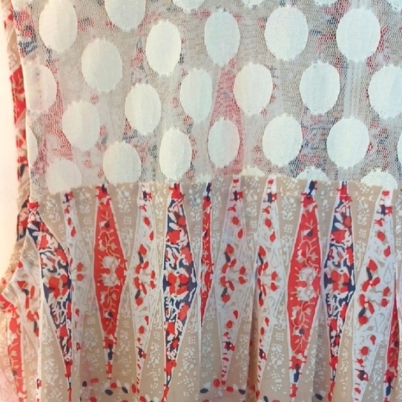 Tulle Cream and Pink Sleeveless Blouse, L - Picture 4 of 6